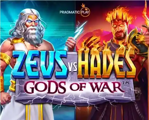 Logo oficial ‘Zeus vs Hades: Gods of War’ con Zeus y Hades.