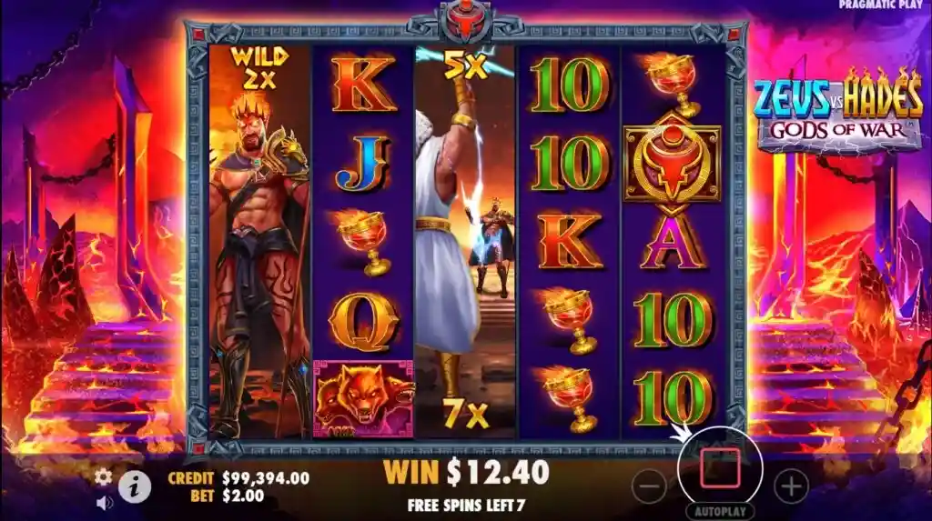 Pantalla del juego con múltiples combinaciones ganadoras y efectos mágicos