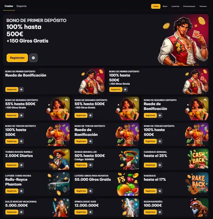 Catálogo de juegos de Spin Macho Casino